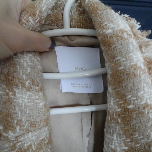 Mango Tweed Jacket Blazer With Jewel Button S - Picture 2 of 7